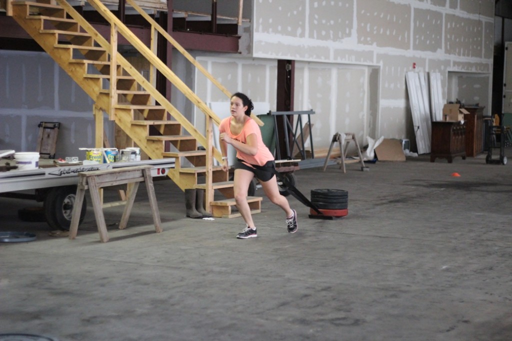 Heavy sled drags in a hot old warehouse are good for the soul.