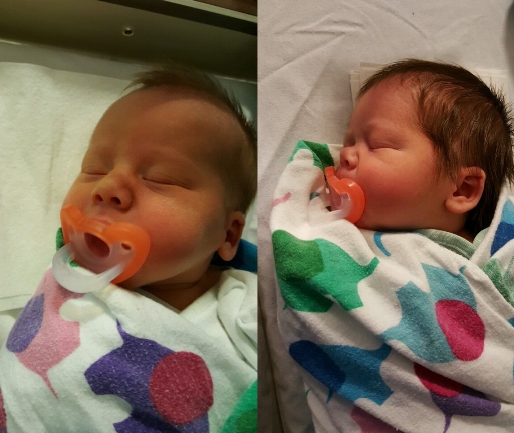 Congratulations to Tanya and Heidi on the birth of their twins on Sep 10!!  Left: Amelia - 7lb 5oz.  Right: Ian - 7lb 3oz