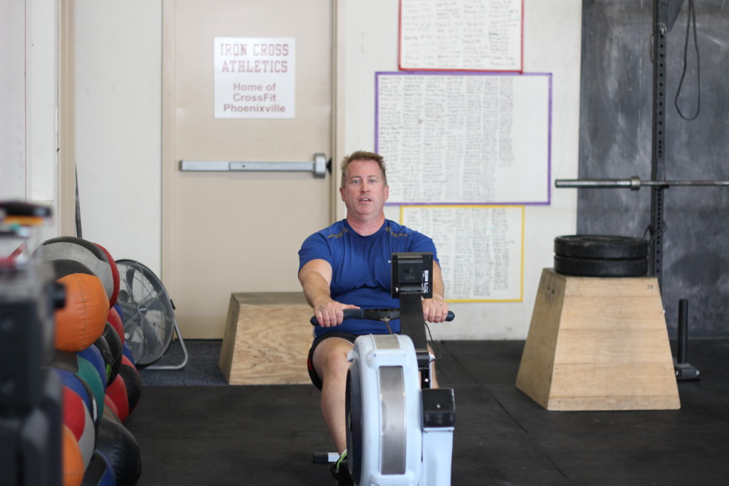 Allen cruising on the rower!