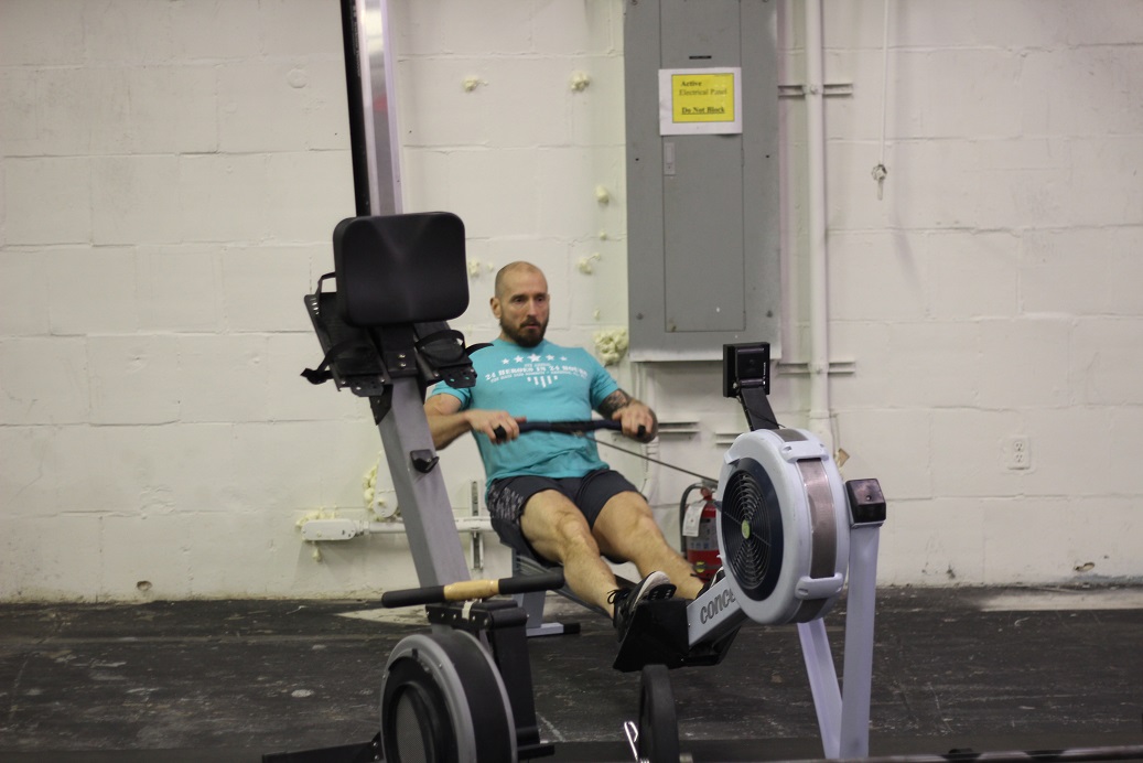 Coach Dave putting in some extra work on the rower!